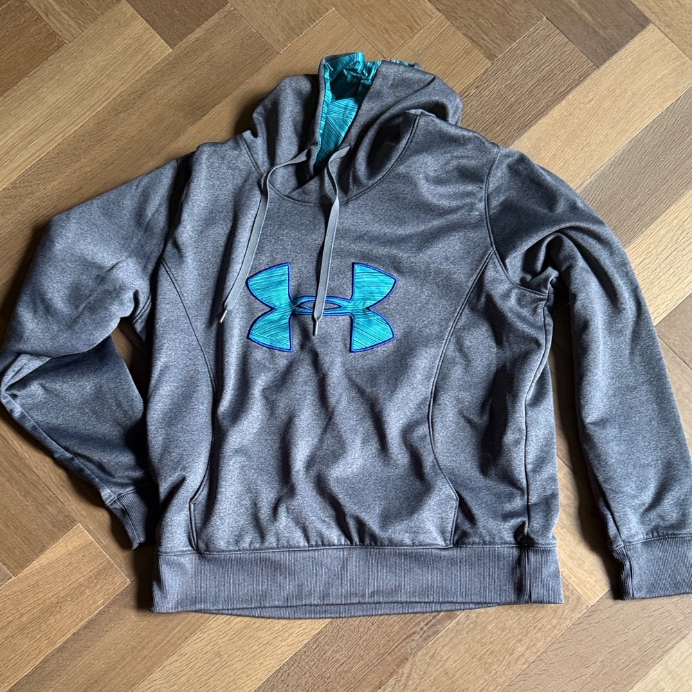 Under Armour Charcoal Hoodie with Teal Accent XL